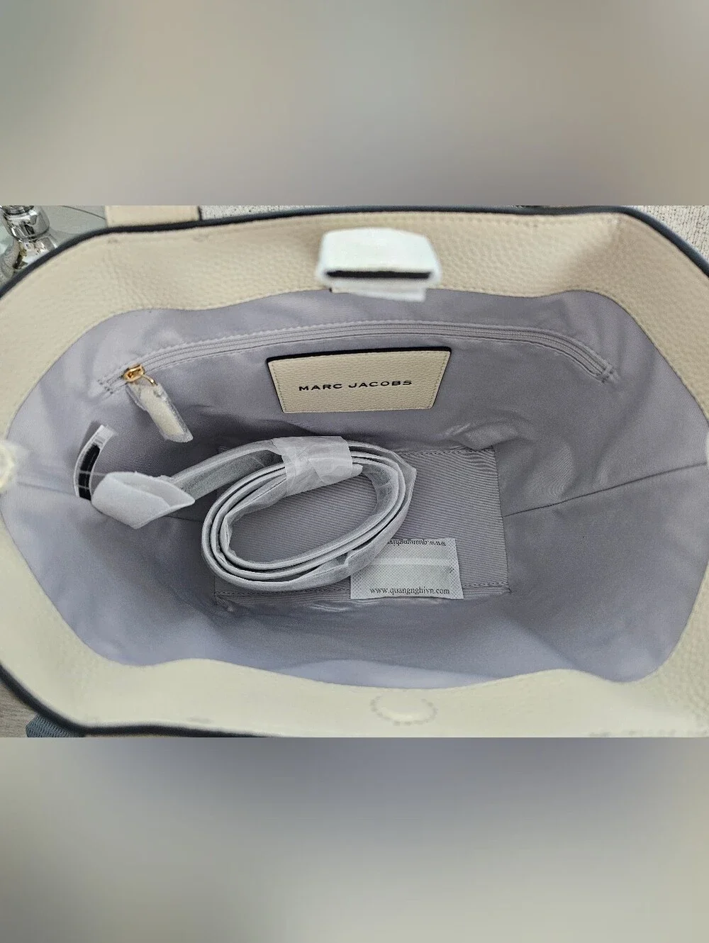 Marc Jacobs Marshmallow Pebbled Leather Tote with Logo Straps